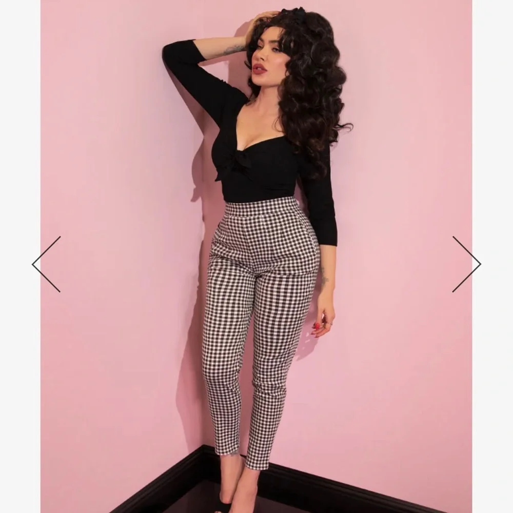 Vixen by Micheline Pitt. Gingham cigarette pants, XL and NWT. - Picture 1 of 4